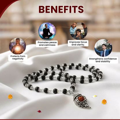 Silver Plated Shiv Shankh Karungali Mala