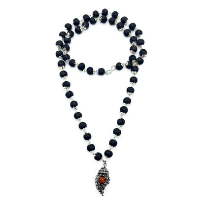 Silver Plated Shiv Shankh Karungali Mala