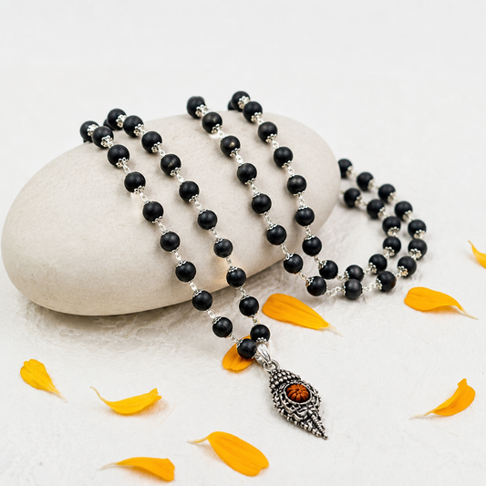 Silver Plated Shiv Shankh Karungali Mala