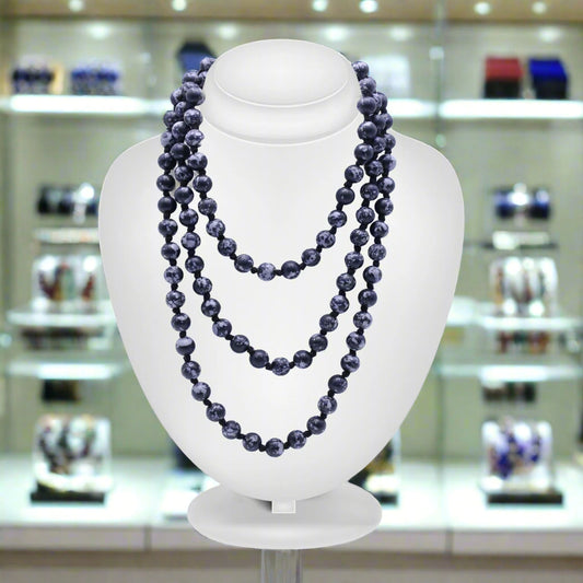 Snow Flake Obsidian Mala