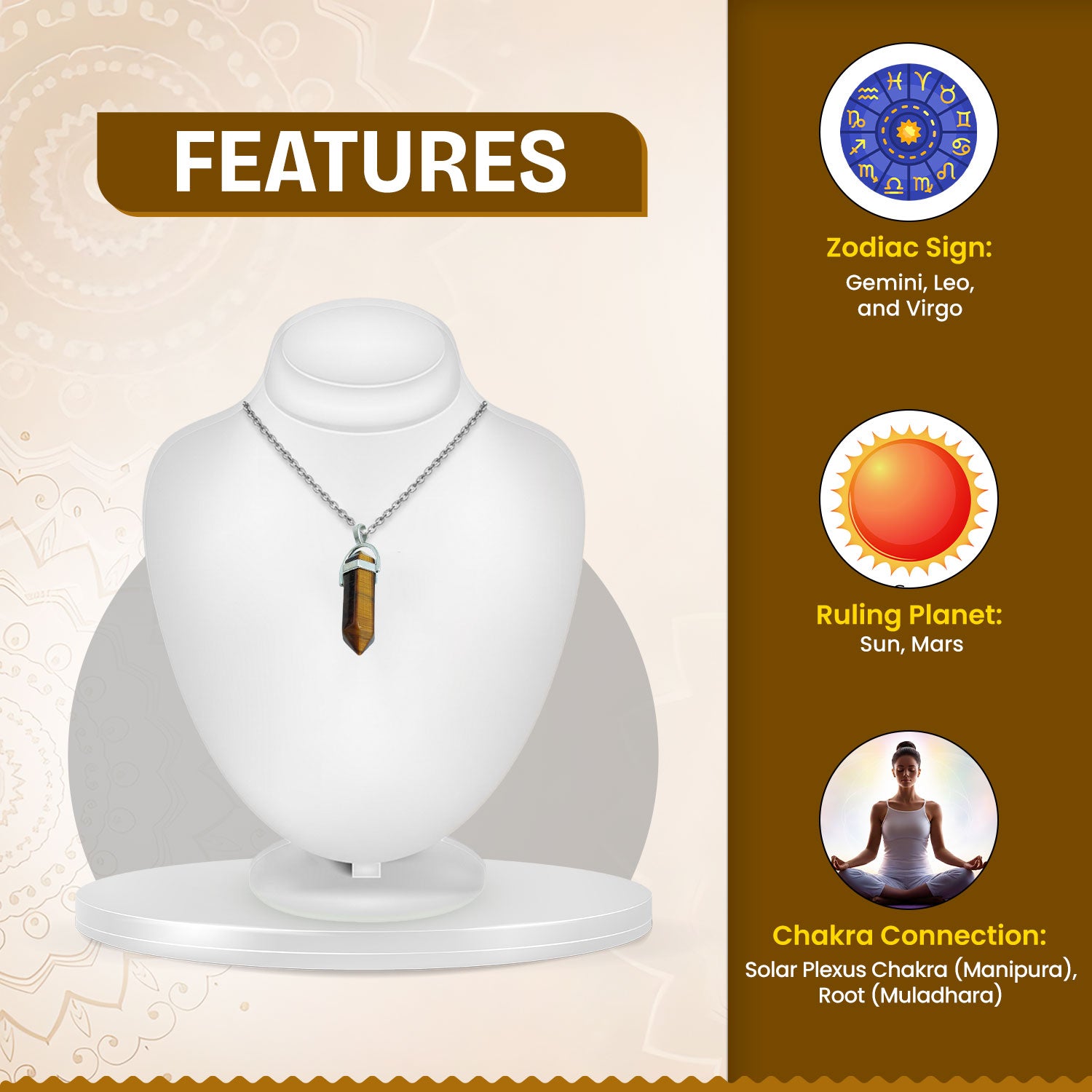 Tiger Eye Crystal Pendant