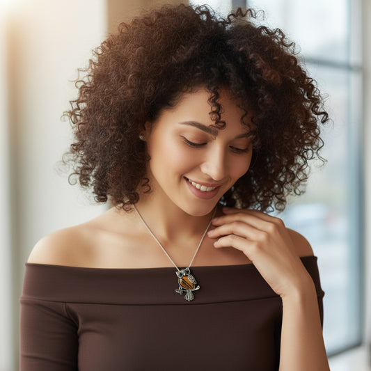 Tiger Eye Owl Pendant