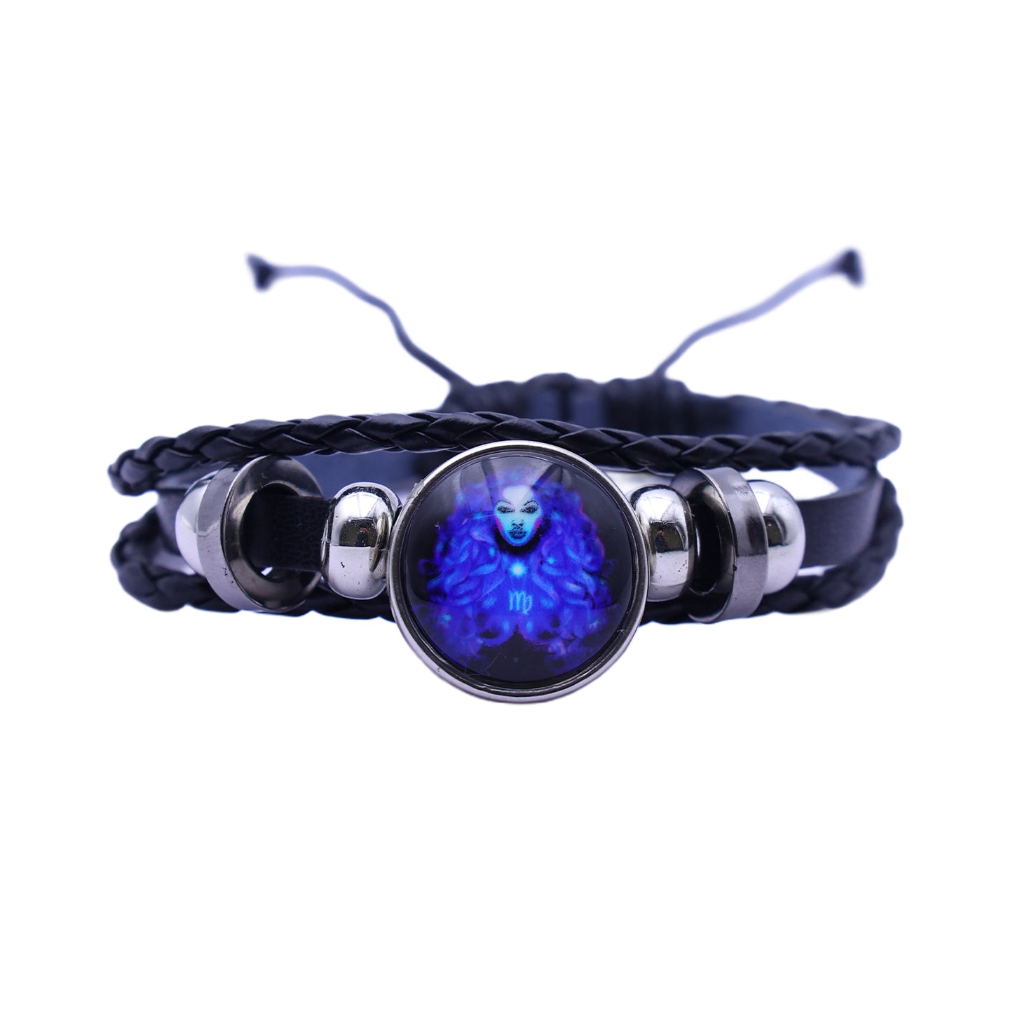 Zodiac Bracelet–Elegant Black Leather Design with 12 Constellation Signs