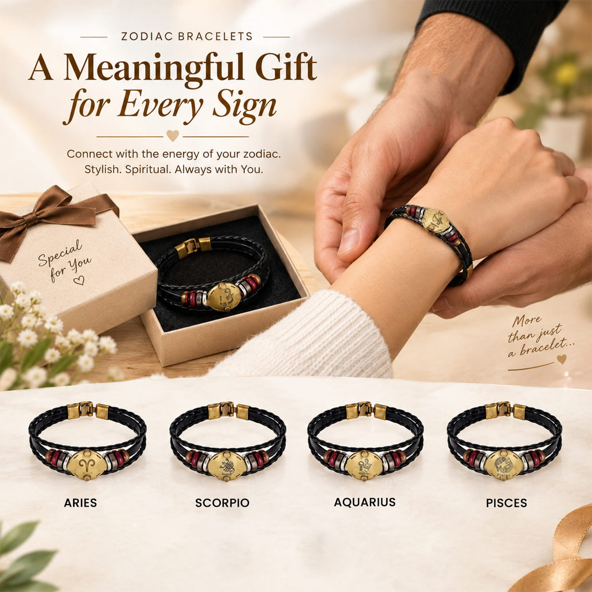 Zodiac Bracelet Collection with 12 Constellation Signs