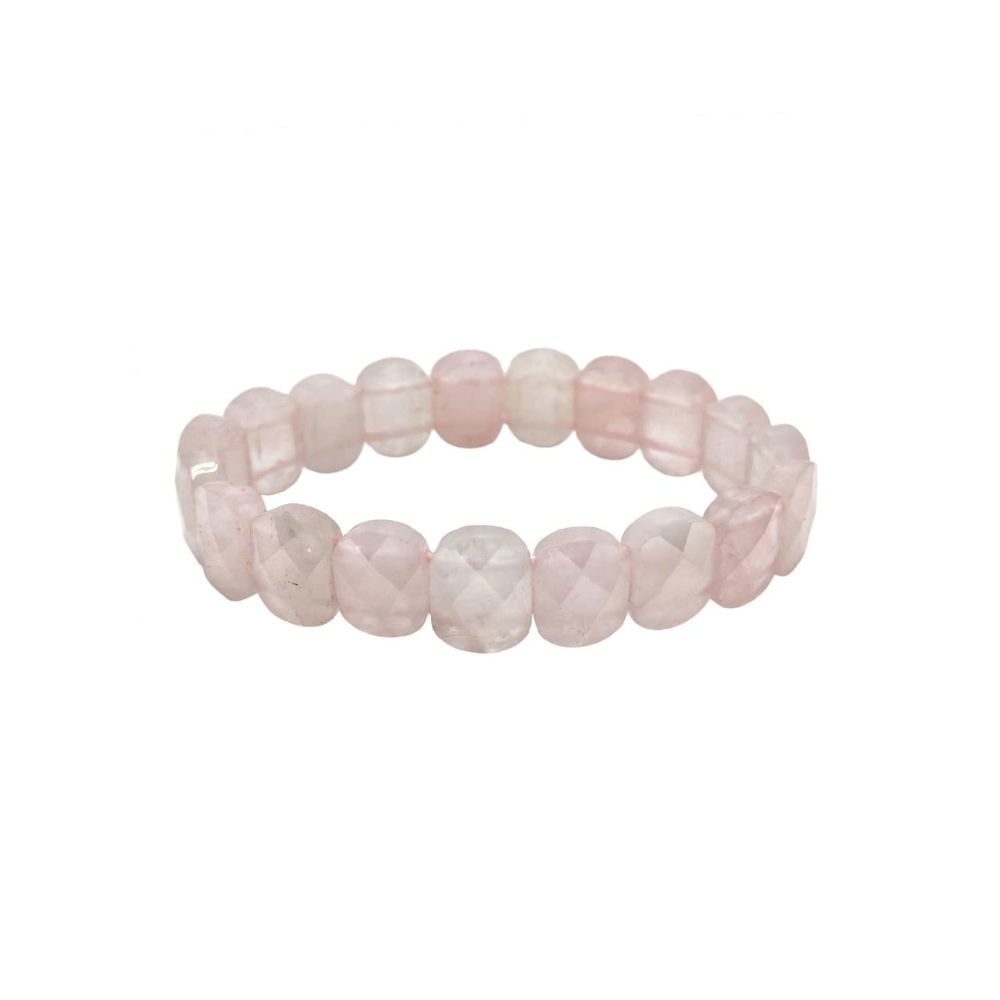 Rose Quartz Oval Shape Diamond Cut Bracelet