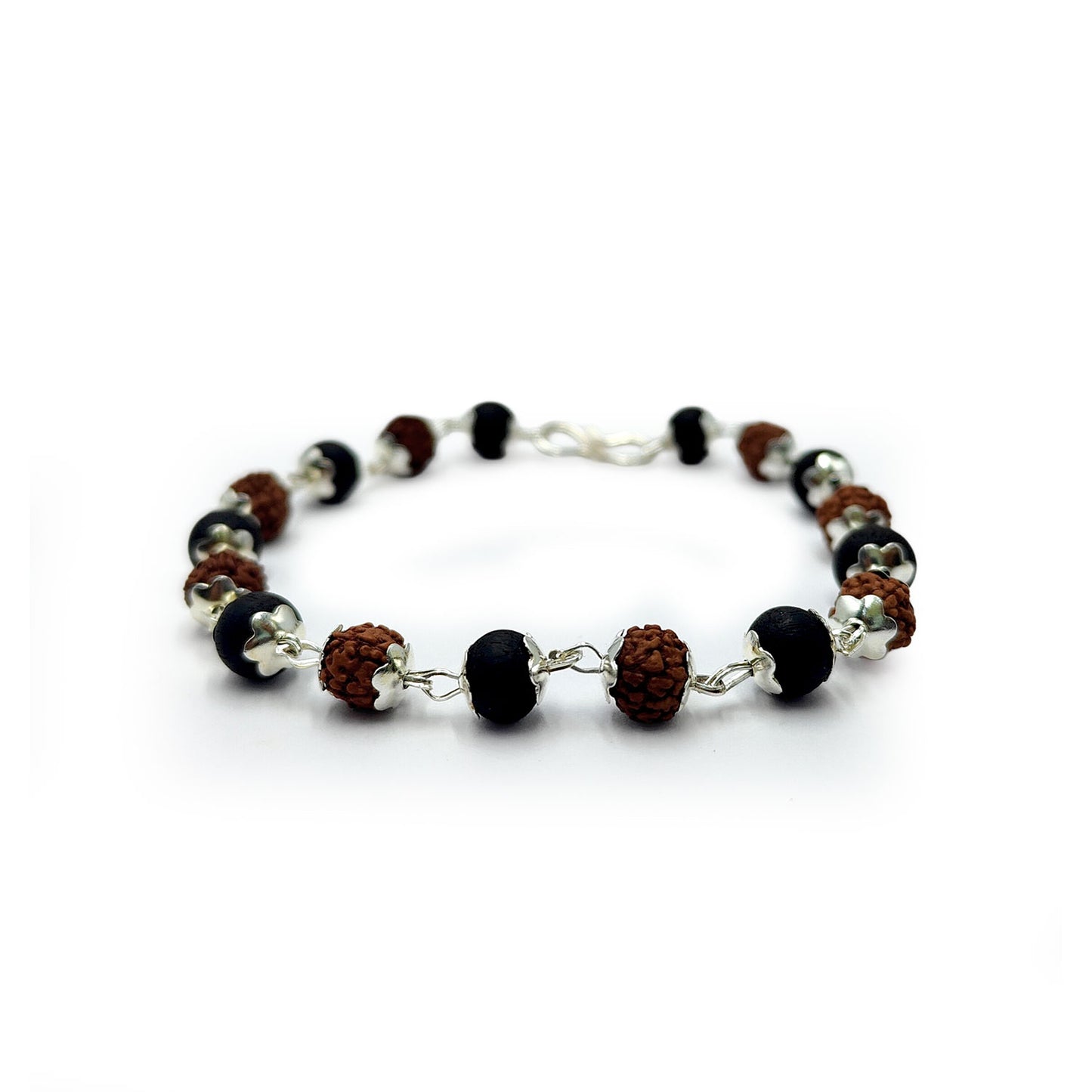 Rudraksha Karungali Silver Capping Bracelets