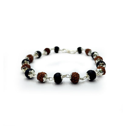 Rudraksha Karungali Silver Capping Bracelets
