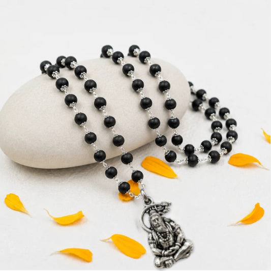 Silver Bajrangbali Meditation Karungali Mala